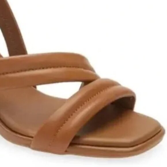 NIB CASLON Lennyn Brown Leather Square Toe Block Heel Slingback Sandals - 6 - Picture 2 of 2